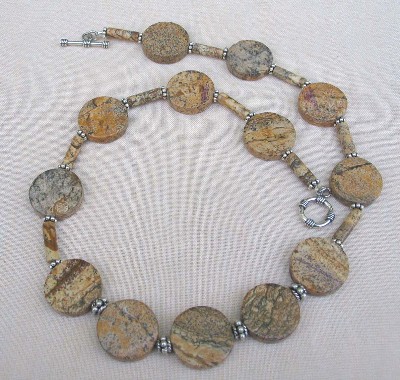 Picture Jasper and Bali Sterling Silver Necklace