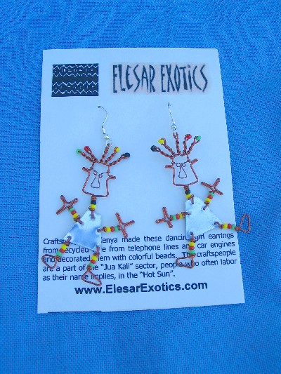 Hand Painted Recycled Tin and Beaded Earrings