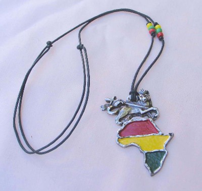 Antique Nickel Pendant Lion of Judah and Map of Africa