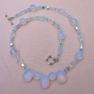 Opalite, Leaded Crystal, Czech Glass and Miyuki Glass Necklace