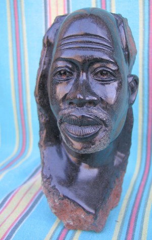 Shona Black Serpentine "Old Man in Rock" Sculpture 