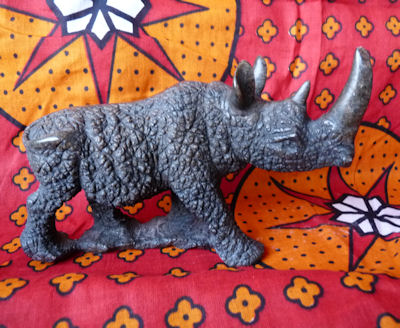 African Shona Rhino Stone Carving Sculpture Zimbabwe