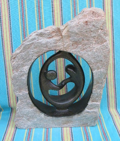 Shona Black Serpentine "Dancers in the Rough" Sculpture