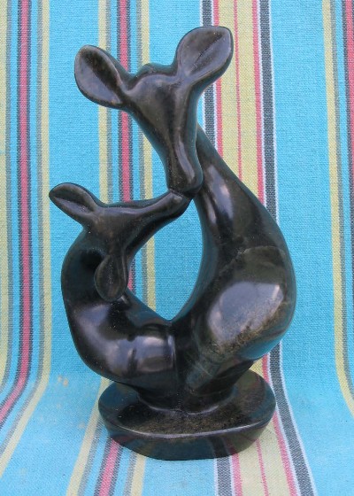 Shona Serpentine "Kudu Mother and Child" Sculpture
