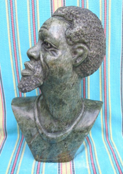 Shona Green Serpentine Wise Old Man Sculpture