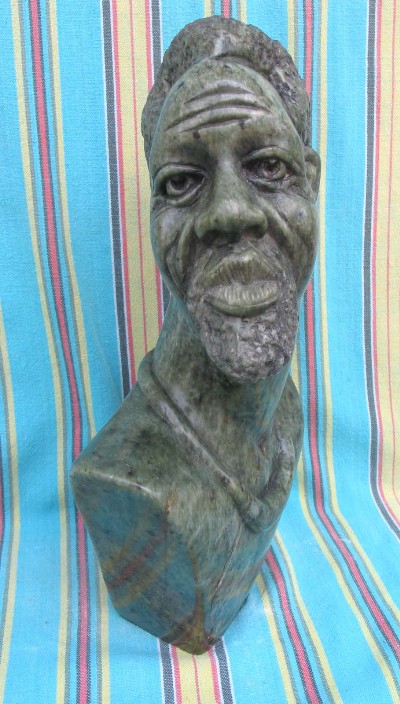 Shona Green Serpentine Wise Old Man Sculpture