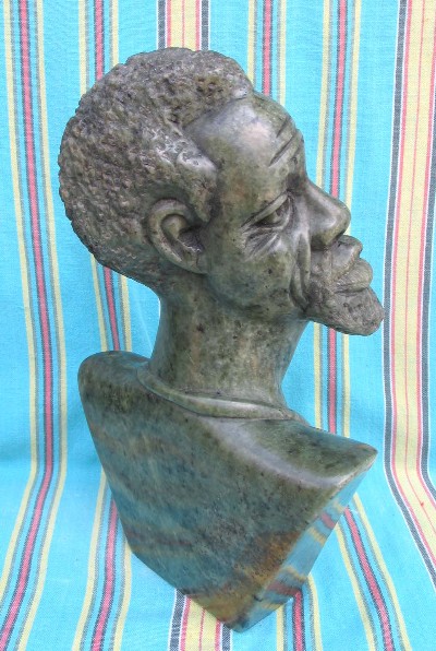 Shona Green Serpentine Wise Old Man Sculpture