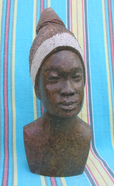 Shona Brown Serpentine "Defiant African Woman" Sculpture